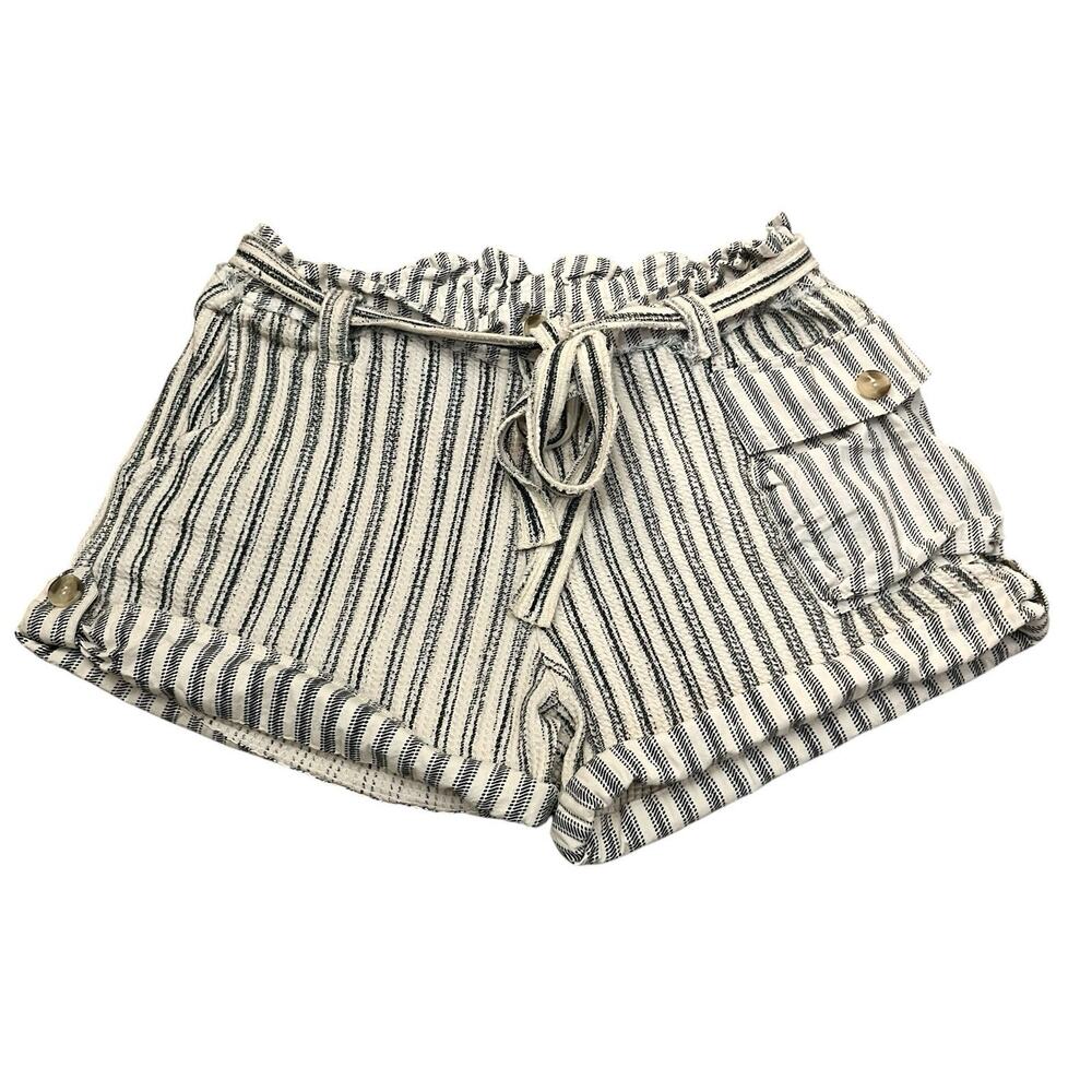 Free People One Harriet Striped Shorts Medium Cuffed Boho Cargo Pocket Beachy